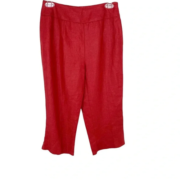 LONGCHAMP Linen High Rise Cropped Pants Red Size 36 NWT - Picture 8 of 14
